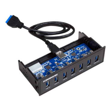 KW525-7U3C, 7 USB 3.0 Port Hub For 5.25” Include 1 IQ Charging