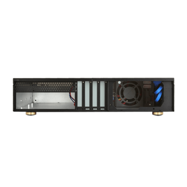 D-230HB-DT-BLUE, Blue HDD Handle, 3 x 3.5" Hotswap Bay, No PSU, microATX, Black, 2U Desktop Chassis