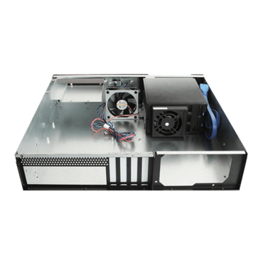D-230HB-DT-BLUE, Blue HDD Handle, 3 x 3.5" Hotswap Bay, No PSU, microATX, Black, 2U Desktop Chassis