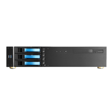 D-230HB-DT-BLUE, Blue HDD Handle, 3 x 3.5" Hotswap Bay, No PSU, microATX, Black, 2U Desktop Chassis