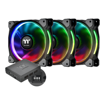 Riing Plus 12 RGB TT Premium Edition 3 x 120mm, w/ Controller, 1500 RPM, 48.34 CFM, 24.7 dBA, Cooling Fans