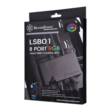 LSB01 Black plastic cover, 1 * RGB 4pin in, Molex power in, 8 * RGB 4pin out ports, included RGB LED strip x2,2 * 300mm male to female & RGB 4pin extend Y cable