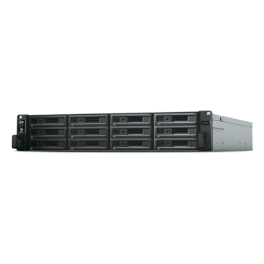 RS3618xs 12-bay 2U NAS Server, Intel® Xeon® D-1521 4-core 2.7 GHz processor, 64GB DDR4 RAM (8GB pre-installed), SATA 6Gb/s, 1GbLAN / 4, USB 3.2 Gen 1 (Type-A) / 2, 500W PSU