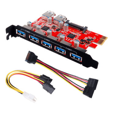 KTU3FR-5O2U, 7 x USB 3.0 Connector to PCI Express 3.0 x1 Add-On Card