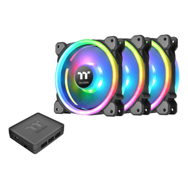 Riing Trio 12 RGB TT Premium Edition 3 x 120mm, w/ Controller, 1500 RPM, 41.13 CFM, 25.2 dBA, Cooling Fans