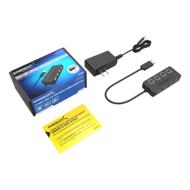 HB-UMP3, 4-Port USB 3.0 Hub With Individual Power Switches and LEDs Included 5V/2.5A Power Adapter