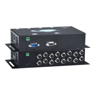 Industrial VGA Splitter/Extender with Stereo Audio via CAT5 with M12 Connectors to 600 feet: 16-Port