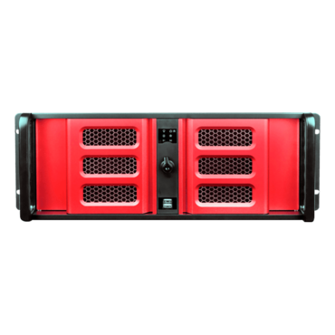 D Storm D-407LSE-RD-TS859, Red Bezel, w/ 8&quot; Touch Screen LCD, 3x 5.25&quot;, 1x 3.5&quot; Drive Bays, No PSU, E-ATX, Black/Red, 4U Chassis