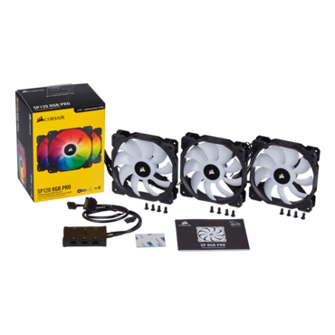 iCUE SP120 RGB PRO 3 x 120mm, RGB LEDs, w/ Controller, 1400 RPM, 52 CFM, 26 dBA, Cooling Fans