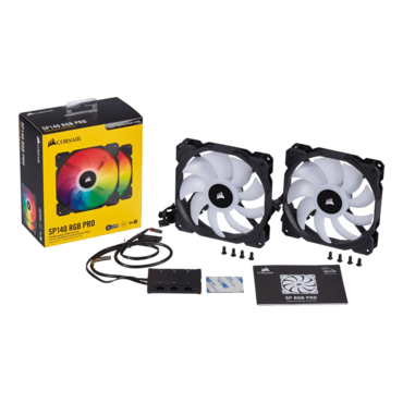 iCUE SP140 RGB PRO 2 x 140mm, RGB LEDs, w/ Controller, 1150 RPM, 62 CFM, 26 dBA, Cooling Fans