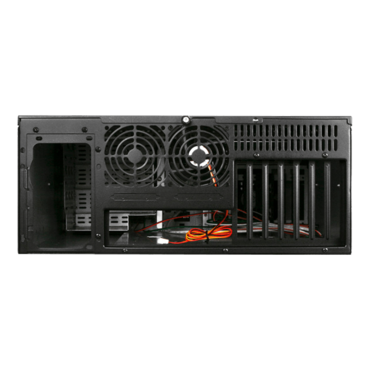 D Storm D-400SEA-RD-RAIL24, Red Bezel, 4x 5.25", 3x 3.5" Drive Bays, w/ 20" Sliding Rail Kit, No PSU, ATX, Black, 4U Chassis