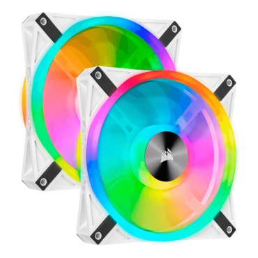 iCUE QL140 RGB 2 x 140mm, White, w/ Controller, RGB LEDs, 1250 RPM, 50.2 CFM, 26 dBA, Cooling Fans