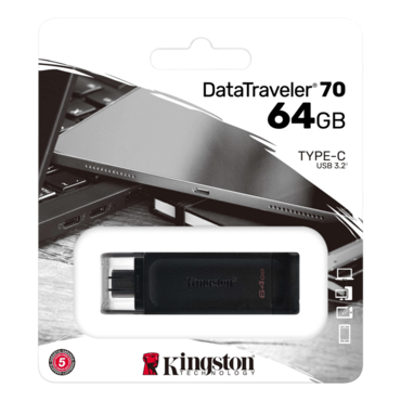 DataTraveler 70, 64GB, USB Type-C 3.2 Gen 1, Black, Flash Drive