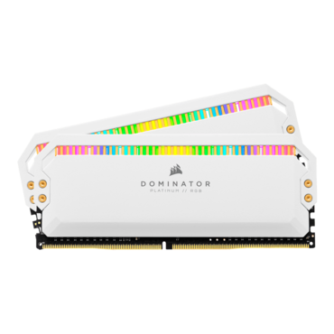 16GB Kit (2 x 8GB) DOMINATOR® PLATINUM RGB DDR4 3200MHz, CL16, White, RGB LED, DIMM Memory