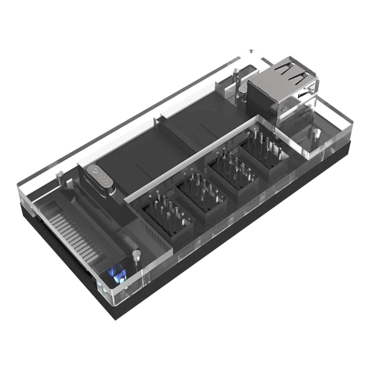 S08-303-IA, Acrylic Internal USB 2.0 Hub with Magnetic Base, 5 USB 2.0 Ports Expansion