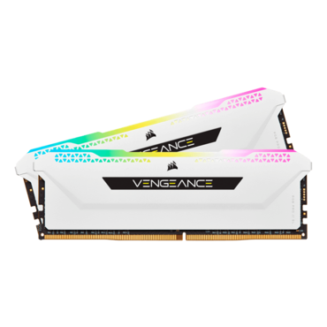 32GB Kit (2 x 16GB) VENGEANCE® RGB Pro SL DDR4 3200MHz, CL16, White, RGB LED DIMM Memory