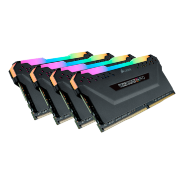128GB Kit (4 x 32GB) VENGEANCE® RGB Pro DDR4 3200MHz, CL16, Black, RGB LED DIMM Memory