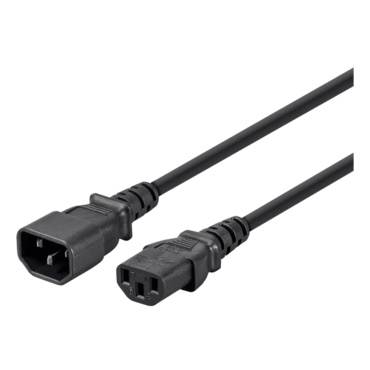 Extension Cord Cable, IEC 60320 C14 to IEC 60320 C13, 10A/1250W, 3-Prong, SVT, Black, 6ft