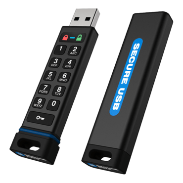 SecureUSB® KP, 16GB, USB 3.2, Black, Hardware Encrypted Flash Drive