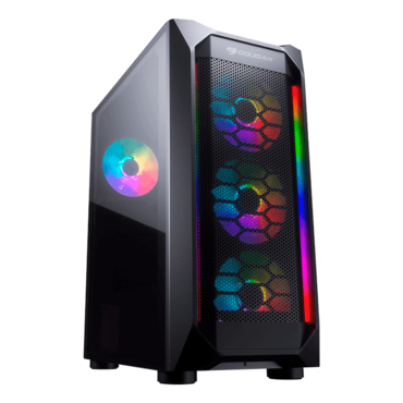 MX410 Mesh-G RGB Tempered Glass, No PSU, ATX, Black, Mid Tower Case