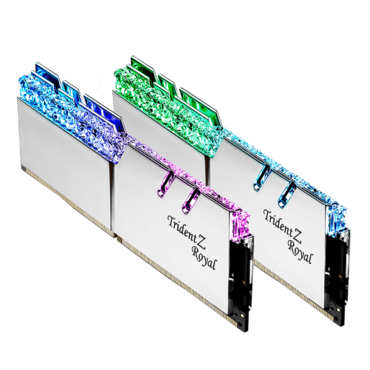 16GB (2 x 8GB) Trident Z Royal DDR4 3600MHz, CL14, Silver, RGB LED, DIMM Memory