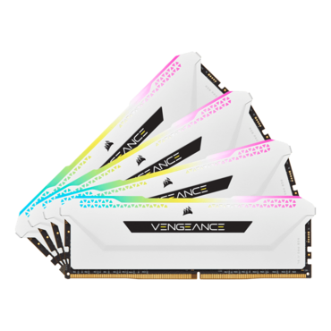 64GB Kit (4 x 16GB) VENGEANCE® RGB Pro SL DDR4 3600MHz, CL18, White, RGB LED DIMM Memory
