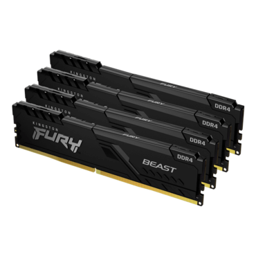 128GB (4 x 32GB) FURY Beast DDR4 3600MHz, CL18, Black, DIMM Memory