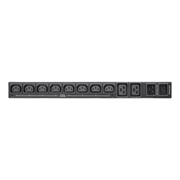 3.8kW 200–240V Single-Phase ATS/Monitored PDU - 8 C13 and 2 C19 Outlets, Dual C20 Inlets, 12 ft. Cords, Network Card, 1U, TAA Compliant