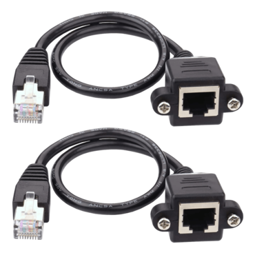 Ethernet Extender - iGreely 2Pack RJ45 Male to Female Screw Panel Mount Cat6/Cat5e/Cat5 Ethernet LAN Network Extension Cable 1ft/30cm