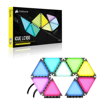 iCUE LC100 Case Accent Lighting Panels — Mini Triangle — 9x Tile Starter Kit