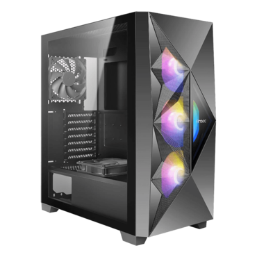 DF800 FLUX Tempered Glass, No PSU, ATX, Black, Mid Tower Case