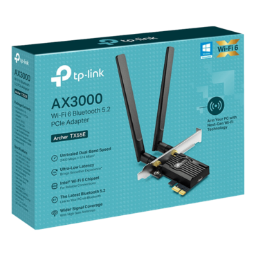 Archer TX55E, AX3000, Dual-Band, Wi-Fi 6, Bluetooth 5.2, PCIe Wireless Adapter