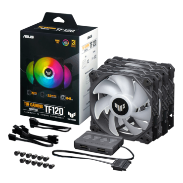 TUF Gaming TF120 ARGB 3 x 120mm, w/ Controller, ARGB LEDs, 1900 RPM, 76 CFM, 29 dBA, Cooling Fans