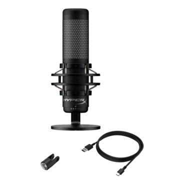 HyperX QuadCast S, Anti-Vibration, 3 x 14 mm Electret Condenser, RGB LED, Black, Gaming Microphone