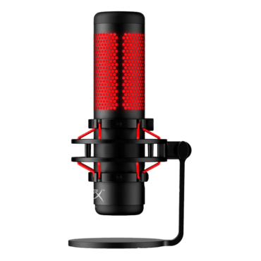 HyperX QuadCast, Anti-Vibration, 3 x 14 mm Electret Condenser, Red LED, Black/Red, Gaming Microphone