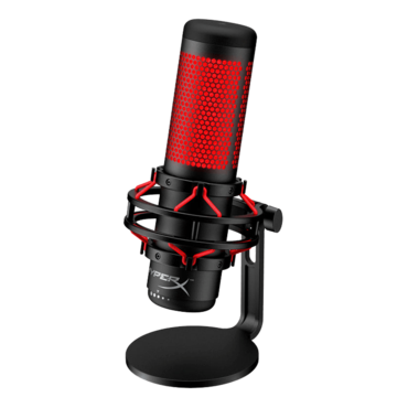 HyperX QuadCast, Anti-Vibration, 3 x 14 mm Electret Condenser, Red LED, Black/Red, Gaming Microphone