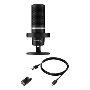 HyperX DuoCast, Anti-Vibration, 2 x Electret Condenser, RGB LED, Black, Gaming Microphone