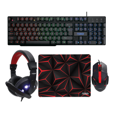 4-In-One (NG-5001A), RGB, Wired, Black, Membrane Gaming Keyboard & Mouse