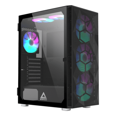 X3 Mesh, Tempered Glass, No PSU, ATX, Black, Mid Tower Case