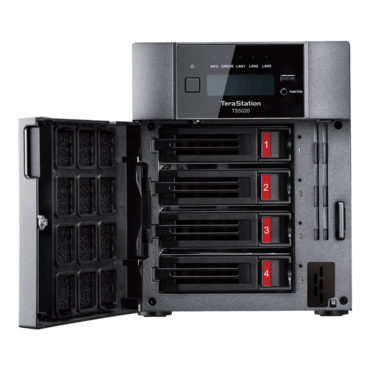 TeraStation™ 5420DN TS5420DN1602 (8TBx2 HDDs included), 4-bay NAS Server, Alpine AL524, 4-core 2.04GHz processor, 8GB DDR4 RAM, SATA 6Gb/s, 10GbLAN, 1GbLAN/ 2, USB 3.2 / 2, 100W PSU