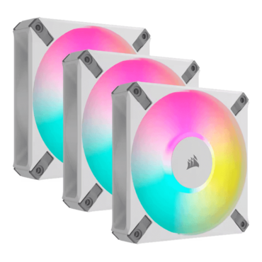 iCUE AF120 RGB ELITE 3 x 120mm, w/ Controller, White, RGB LEDs, 2100 RPM, 65.57 CFM, 34.1 dBA, Cooling Fans
