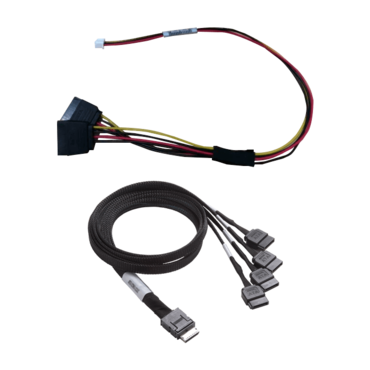 1 x  CBL-SAST-0886, SATA 15pin x2 to 4pin / P2.5, 40CM, 22AWG, RoHS + 1 x CBL-SAST-0933, 50CM OCuLink to 4x SATA Cable