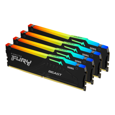 64GB (4 x 16GB) FURY Beast DDR5 5200MT/s, CL40, Black, RGB LED, DIMM Memory