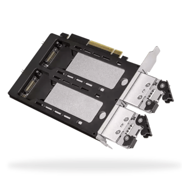 ToughArmor MB842MP-B, 2 Bay Removable M.2 NVMe SSD Mobile Rack for PCI Express Slot (PCIe Bifurcation required)