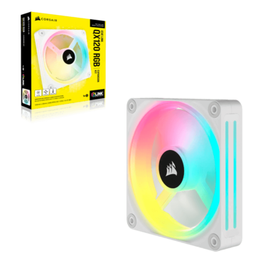 iCUE LINK QX120 RGB 120mm, White, RGB LEDs, 2400 RPM, 63.1 CFM, 37 dBA, Cooling Fan