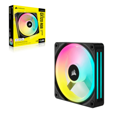 iCUE LINK QX120 RGB 120mm, Black, RGB LEDs, 2400 RPM, 63.1 CFM, 37 dBA, Cooling Fan