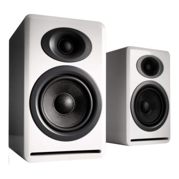 P4-WHT, Wired, Hi-Gloss Piano White, 2.0 Channel Bookshelf Speakers