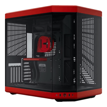 Y70, Tempered Glass, No PSU, E-ATX, Black Cherry, Mid Tower Case