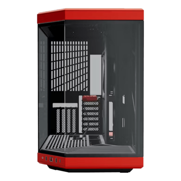 Y70, Tempered Glass, No PSU, E-ATX, Black Cherry, Mid Tower Case