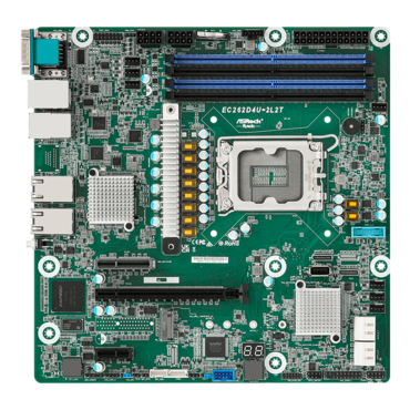 EC262D4U-2L2T, Intel® C262, LGA 1700, DDR5-4400 128GB ECC UDIMM / 4, VGA, M.2, USB 3.2 Gen1 / 2, 10GbLAN / 2, 1GbLAN / 2, microATX Retail